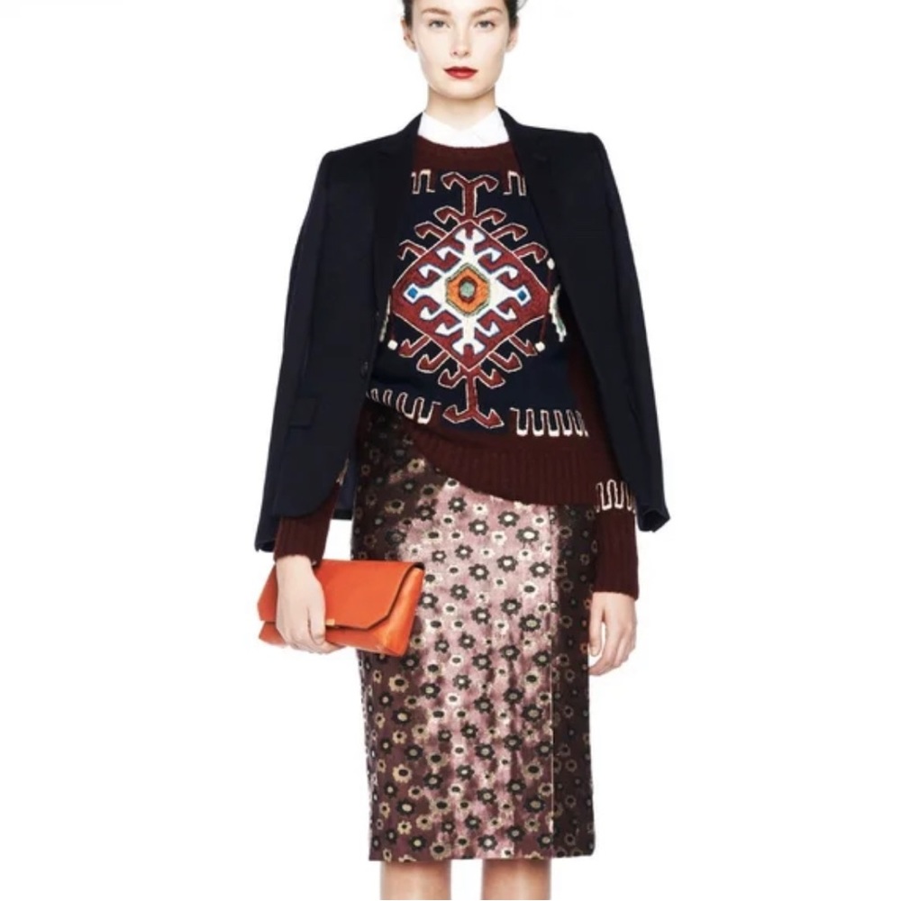 J. Crew Collection Metallic Marigold Pencil Skirt—Size 8